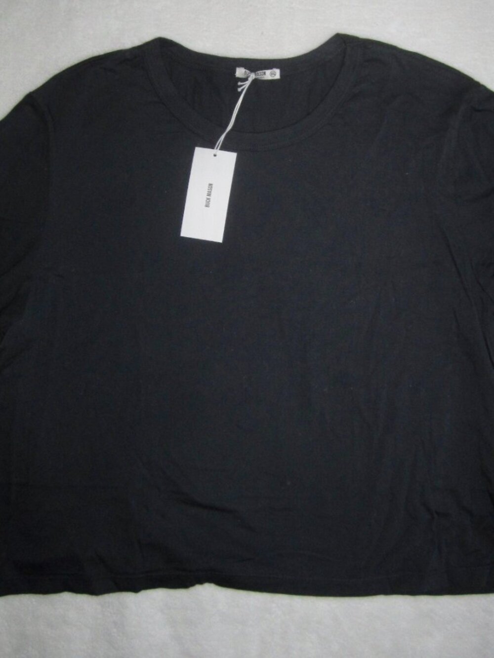 NWT BUCK MASON Midnight Pima Cotton Cropped Slim Crew T Shirt Women's XXL
